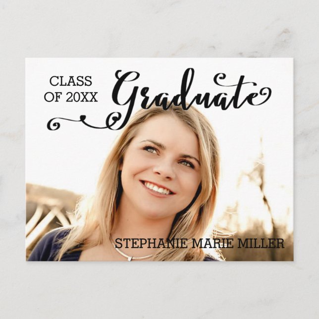 Graduate Script - Postcard Einladungspostkarte (Vorderseite)