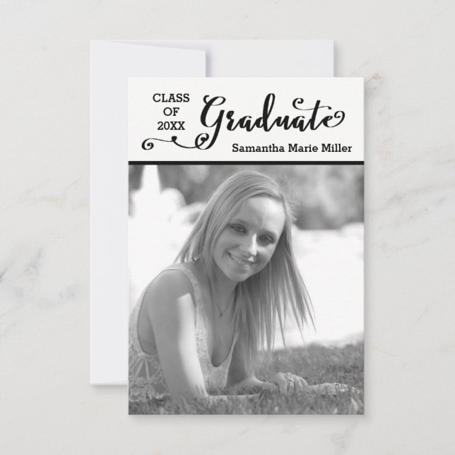 Graduate Script Vertikal - 3x5 Grad Ankündigung (Vorderseite)