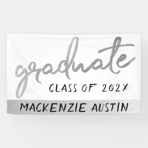 Graduate Silver Script Trendy Imitats Metallic Banner