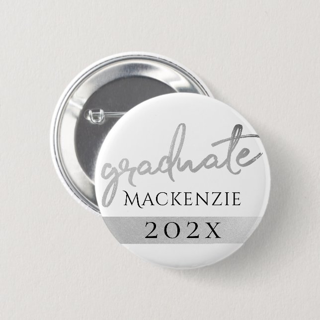 Graduate Silver Script | Trendy Imitats Metallic Button (Vorne & Hinten)