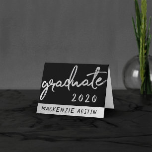 Graduate Silver Script   Trendy Imitats Metallic Dankeskarte