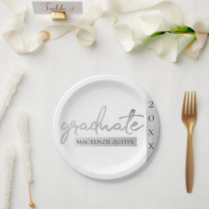 Graduate Silver Script Trendy Imitats Metallic Pappteller