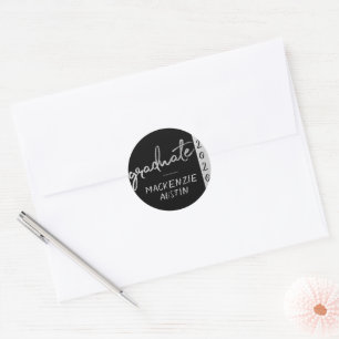 Graduate Silver Script Trendy Imitats Metallic Runder Aufkleber