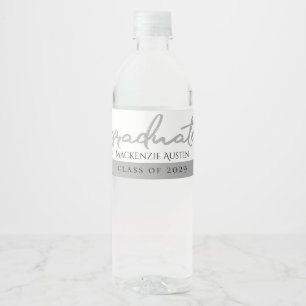 Graduate Silver Script Trendy Imitats Metallic Wasserflaschenetikett