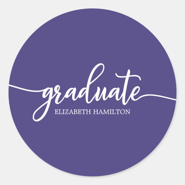 Graduate Simple Chic Calligrafy Abschluss Classi Runder Aufkleber (Vorderseite)