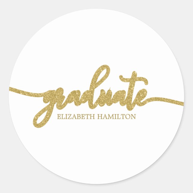 Graduate Simple Chic Calligraphy Abschluss Runder Aufkleber (Vorderseite)