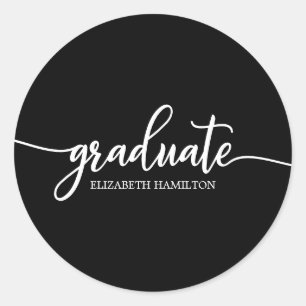 Graduate Simple Chic Calligraphy Abschluss Runder Aufkleber