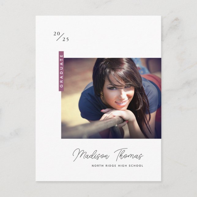Graduate Simple Foto Abschluss Postkarte (Vorderseite)