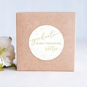 Graduate Simple Gold Calligraphy Script Runder Aufkleber