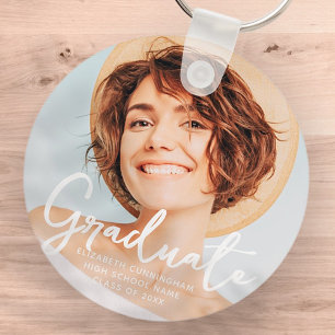 Graduate Simple Modern Script Grad Foto Schlüsselanhänger