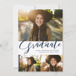 Graduate Skript drei Foto Marine Blue Abschluss Einladung