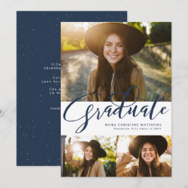 Graduate Skript drei Foto Marine Blue Abschluss Einladung