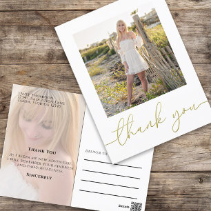 Graduate Stylish Gold Typografy Script Foto Postkarte
