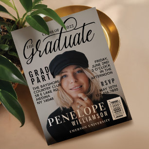 Graduate Stylish Magazine Cover Foto Grad Party Einladung