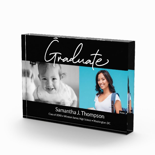 Graduate Then and Now High School Grad Foto (Rechts)