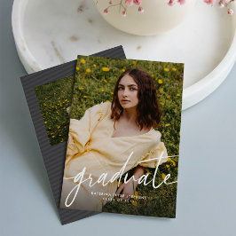 Graduate trendy modern script photo graduation einladung