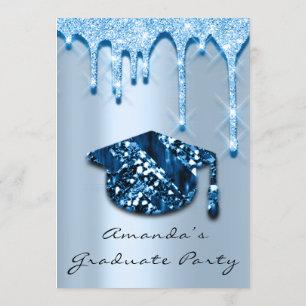 Graduate Tropfens Blue Navy Cap3D Effect Glam Part Einladung