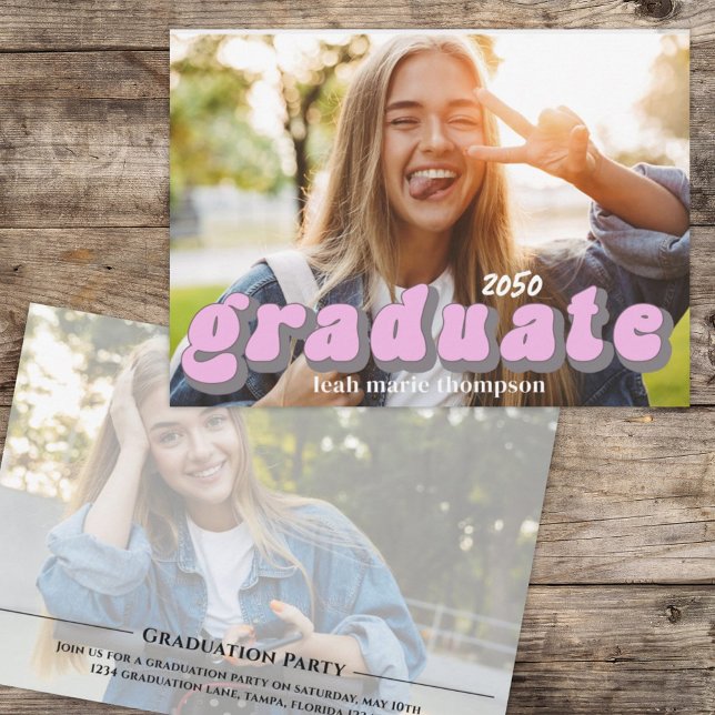 Graduate Typografy Foto QR Code Social Media Einladung (Von Creator hochgeladen)