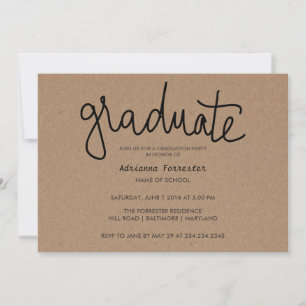 Graduate Typografy Rustic Kraft Paper Einladung