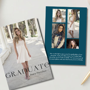 Graduate Unique Script Card 5 Fotos Einladung