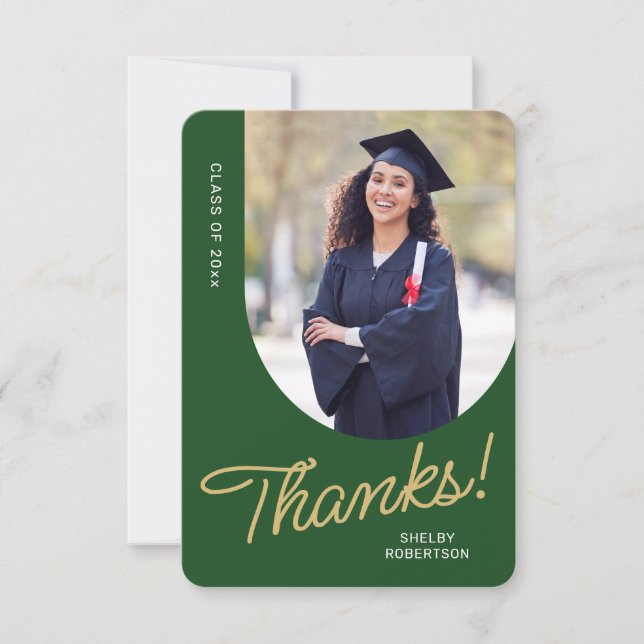 Graduate Vielen Dank, dass Sie Script Arch Foto Dankeskarte (Vorderseite)