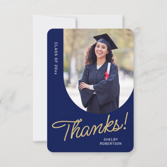 Graduate Vielen Dank, dass Sie Script Arch Foto Dankeskarte (Vorderseite)
