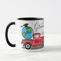 Graduate Vintag Red Truck Globe Mit Monogramm Name