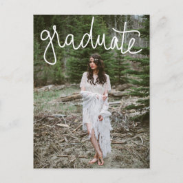 Graduate White Typografy | Save the Date Foto Ankündigungspostkarte