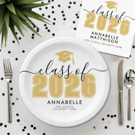 Graduate Yellow Graduation Party Pappteller