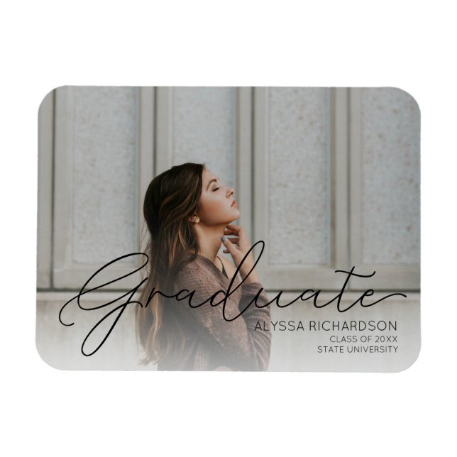 Graduate & Your Foto - Black Print Magnet v2 (Horizontal)