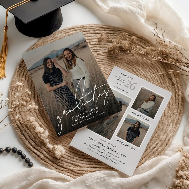 Graduates 4 Photo Collage Joint Graduation Party  Einladung (Von Creator hochgeladen)