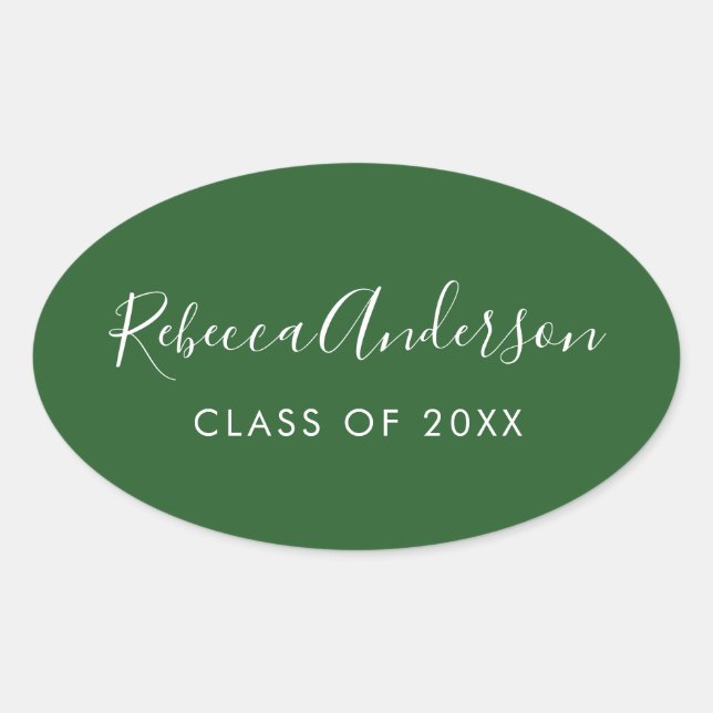 Graduate's Name Class of 2023 Green Ovaler Aufkleber (Vorderseite)