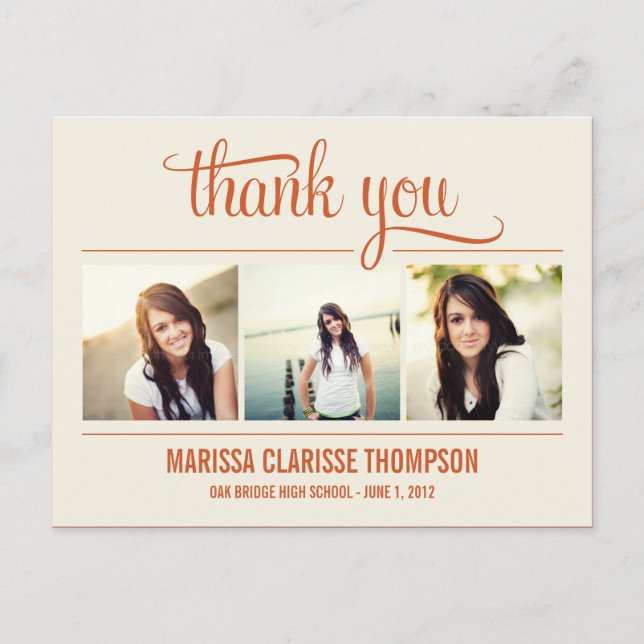 Graduating Year Graduation Thank You Card Postkarte (Vorderseite)