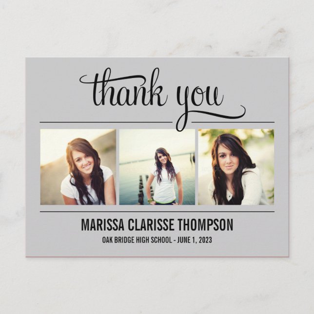 Graduating Year Graduation Thank You Card Postkarte (Vorderseite)