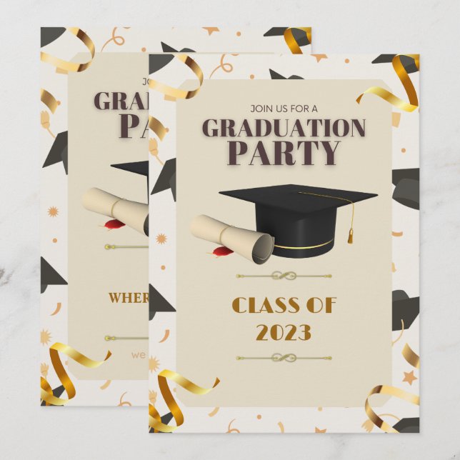 GRADUATION 2023: CELEBRATE YOUR HARD-EARNED SUCCES EINLADUNG (Vorne/Hinten)