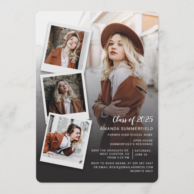 Graduation 2025 Photo Collage Grad Party Einladung (Vorderseite)