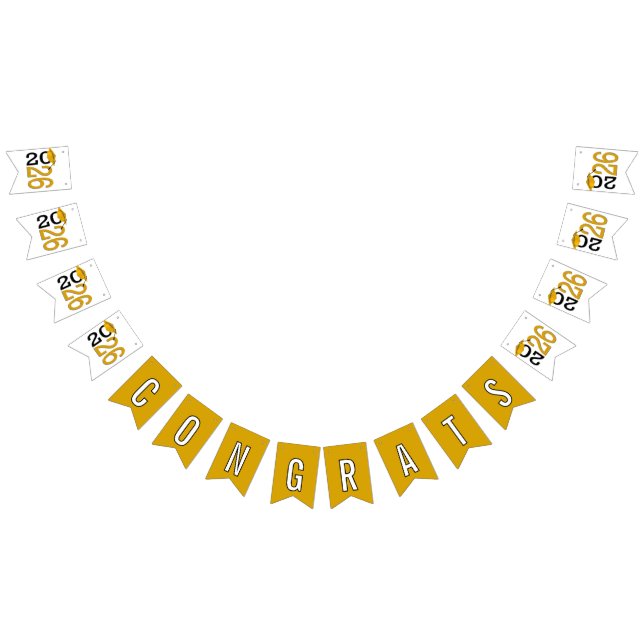 Graduation 2026 Gold and Black  Wimpelkette (Alle)