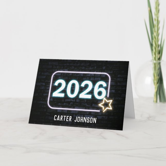 Graduation 2026 Neon Sign On Brick Karte (Vorderseite)
