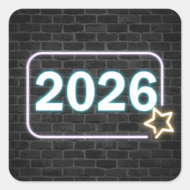 Graduation 2026 Neon Sign On Brick Quadratischer Aufkleber (Vorderseite)