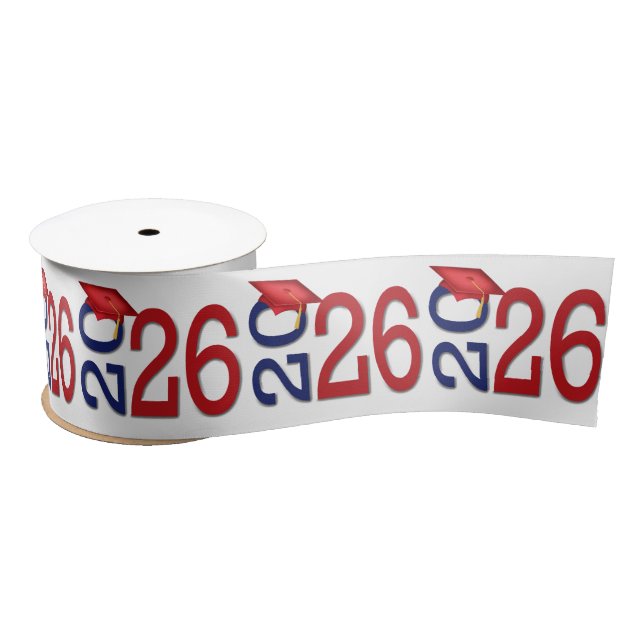 Graduation 2026 Red and Navy Blue Satinband (Spule)