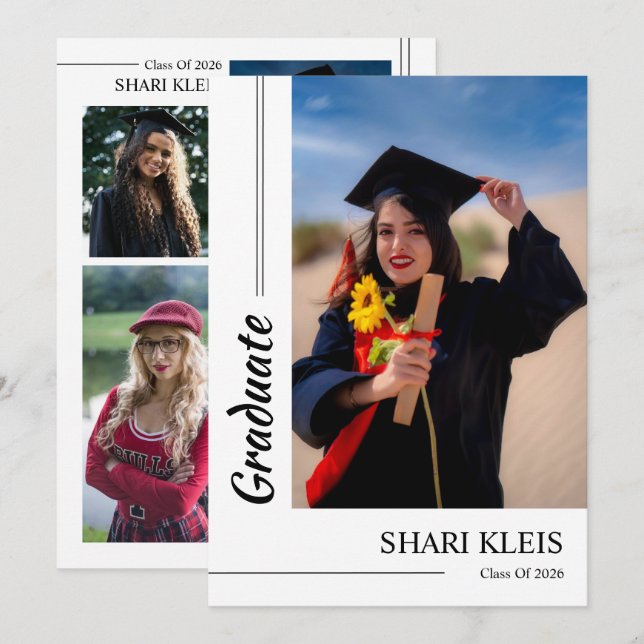 Graduation Announcement Card Template Ankündigung (Vorne/Hinten)