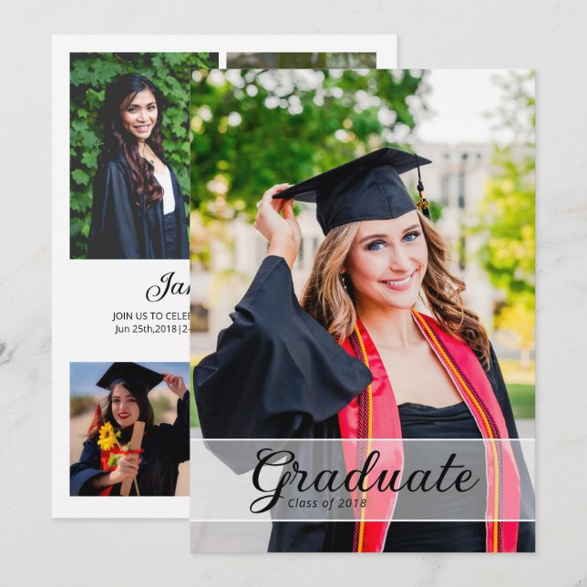 Graduation Announcement Card Template Ankündigung (Vorne/Hinten)
