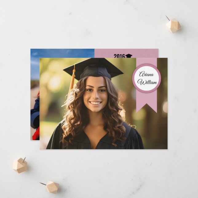 Graduation Announcement Card Template Ankündigung (Vorderseite/Rückseite Beispiel)