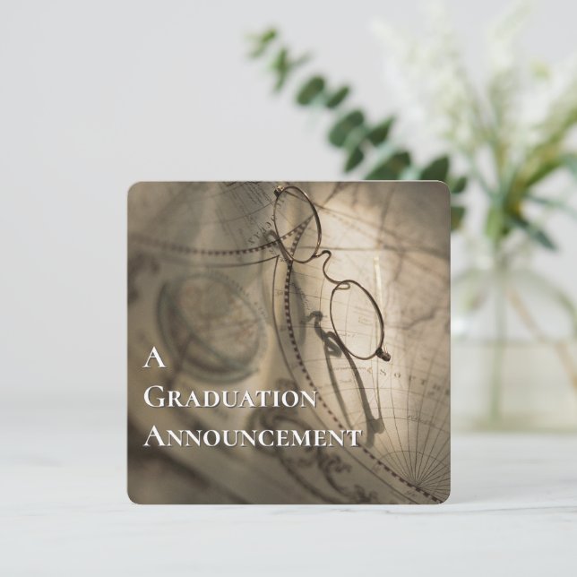 Graduation Announcement Custom Map Invitation Einladung (Stehend Vorderseite)