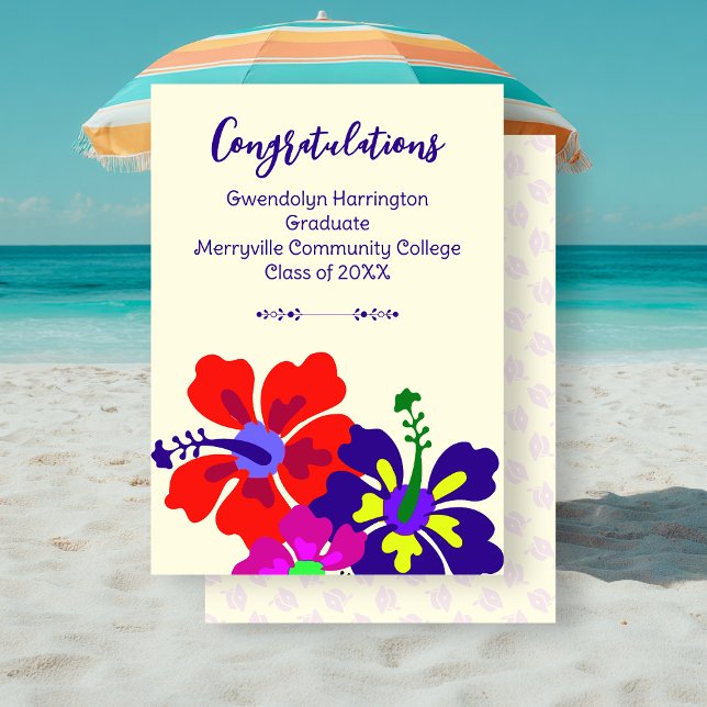 Graduation Announcement Hibiscus Art Ecru (Von Creator hochgeladen)