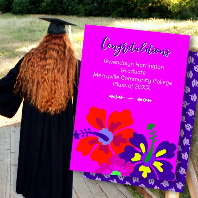 Graduation Announcement Hibiscus Art Hot Pink  (Von Creator hochgeladen)