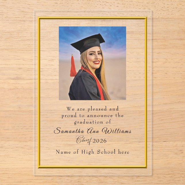 Graduation Announcement High School acrylic card Acryleinladungen (Vorderseite)