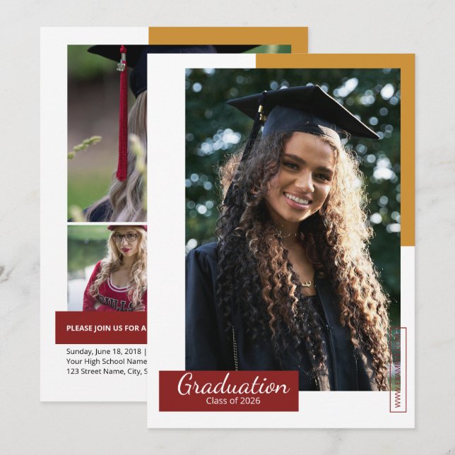 Graduation Announcement Template Ankündigung (Vorne/Hinten)