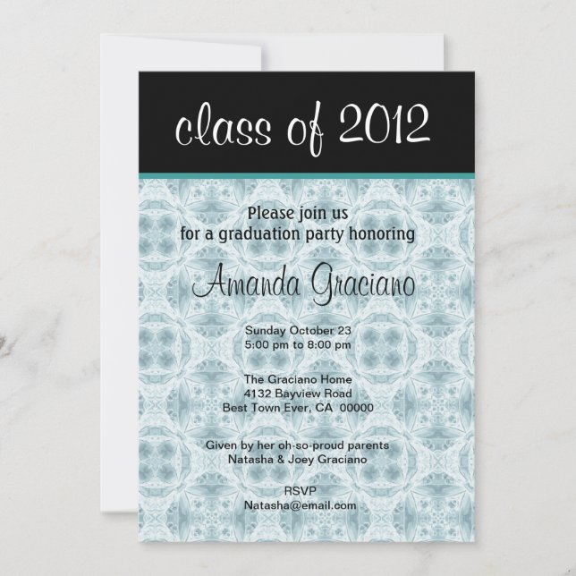Graduation Aqua Blue Blumen 2012 Einladung (Vorderseite)