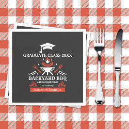 Graduation BBQ Backyard Navy Blue Serviette